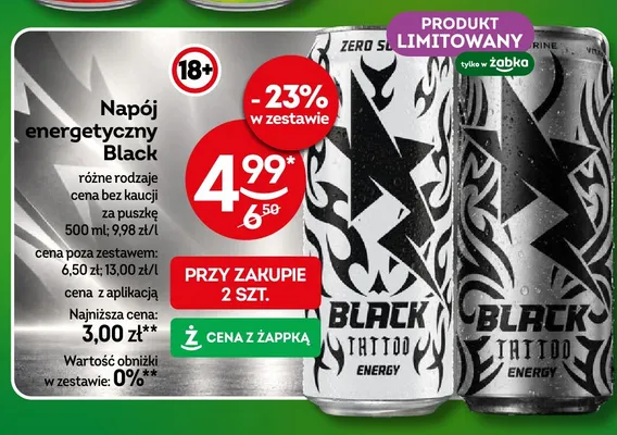 Napój energetyczny Black Tattoo promocja w Żabka