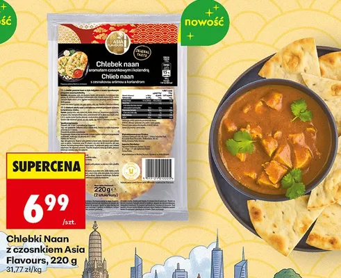 Chlebki Naan z czosnkiem Asia Flavours promocja w Biedronka