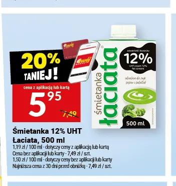 Śmietanka UHT Łaciata 12% promocja w Twój Market