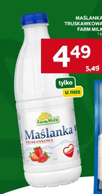 Maślanka truskawkowa Farm Milk promocja w Stokrotka