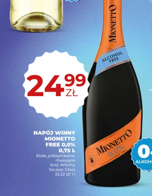Wino bezalkoholowe Napój winny Mionetto promocja w Duży Ben