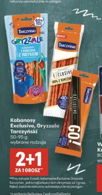 Kabanosy Gryzzale z kurczaka z indykiem Tarczyński promocja w Delikatesy Centrum