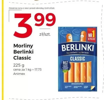 Parówki Morliny Berlinki Classic promocja w Frac