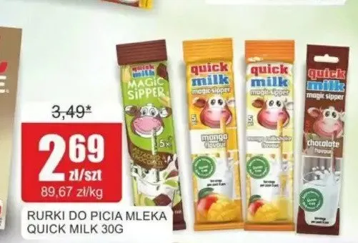 Rurki do picia mleka Quick Milk o smaku czekoladowym promocja w Bingo