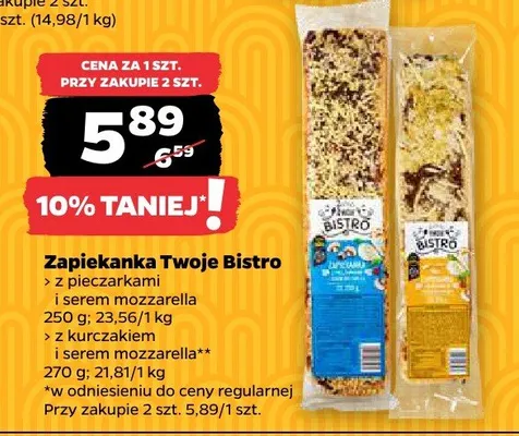 Zapiekanka Twoje Bistro z kurczakiem i serem mozzarella promocja w Netto