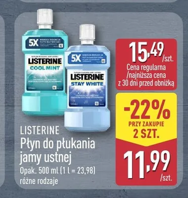 Płyn do płukania jamy ustnej Listerine Stay White promocja w Aldi