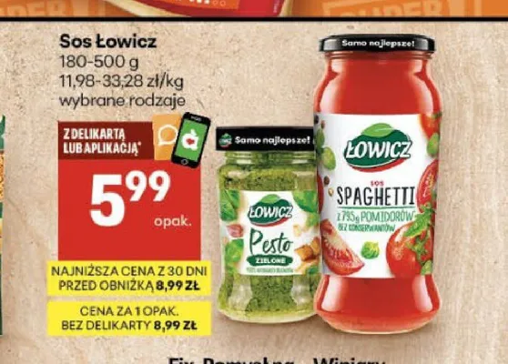 Sos do spaghetti Łowicz promocja w Delikatesy Centrum