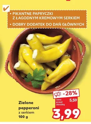 Zielone pepperoni z serkiem promocja w Kaufland