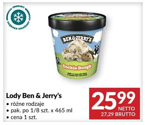 Lody Ben & Jerry's Cookie Dough promocja w Makro