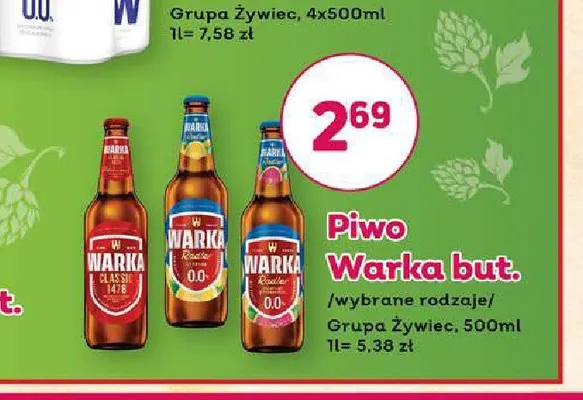 Piwo bezalkoholowe Warka Radler promocja w Bliski