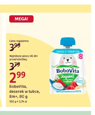 Deserek w tubce 8 m+ BoboVita promocja w Rossmann