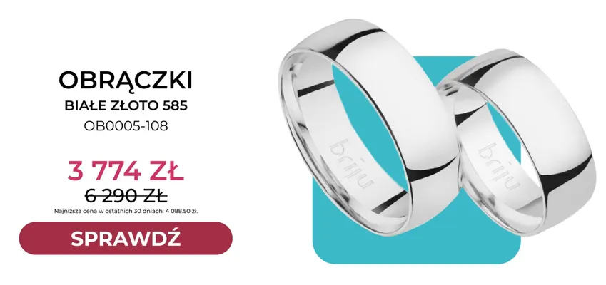 Obrączki białe złoto 585 OB0005-108 Briju promocja w Briju