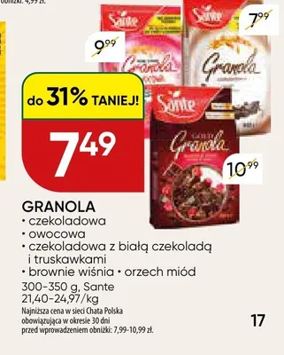Granola Sante brownie wiśnia promocja w Chata Polska