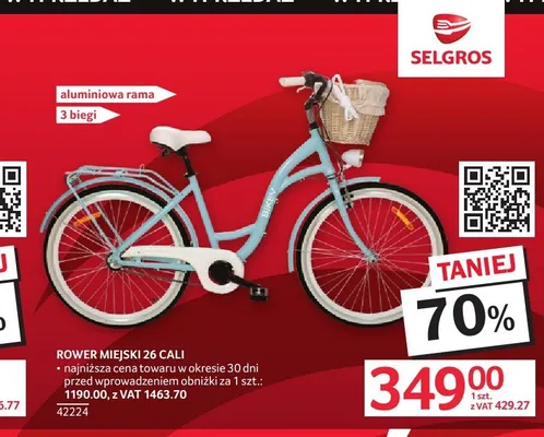 Rower miejski 26 cali Bikey promocja w Selgros