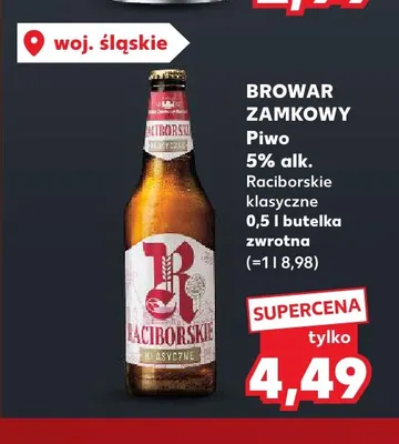 Piwo Raciborskie klasyczne Browar Zamkowy promocja w Kaufland