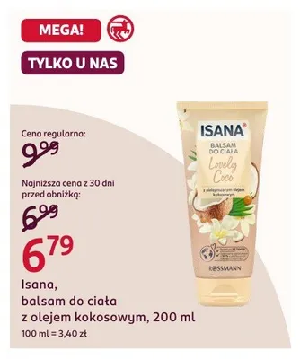 Balsam do ciała z olejem kokosowym Isana promocja w Rossmann