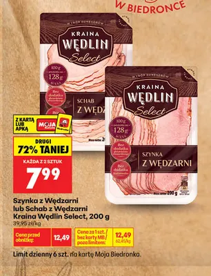 Szynka z Wędzarni Kraina Wędlin Select promocja w Biedronka