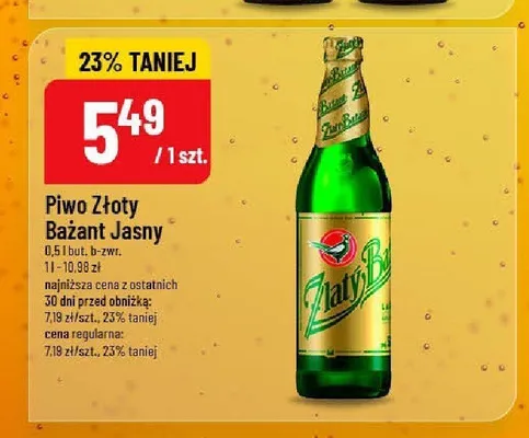Piwo Złoty Bažant Jasny promocja w POLOmarket