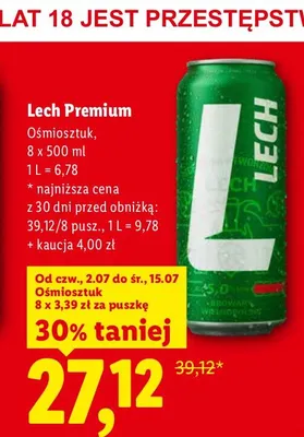 Piwo Lech Premium 8-pak promocja w Lidl