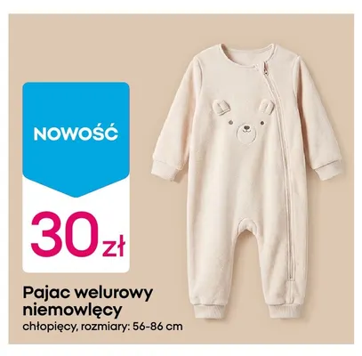 Pajac welurowy niemowlęcy chłopięcy promocja w Pepco