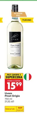 Wino białe Uvam Pinot Grigio promocja w Biedronka