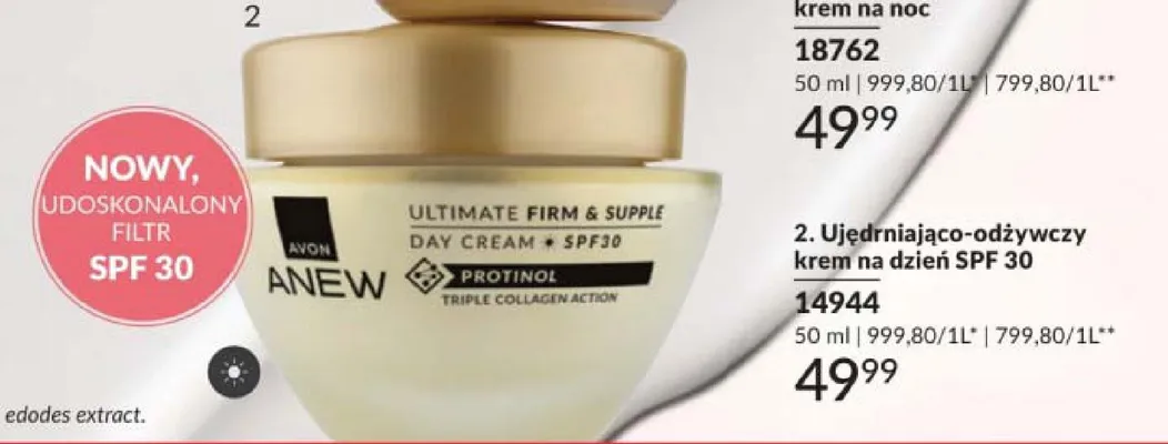 Krem na dzień ujędrniająco-odżywczy SPF 30 Avon Anew promocja w AVON