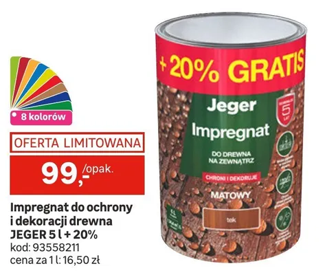 Impregnat do ochrony i dekoracji drewna Jeger 5l + 20% promocja w Leroy Merlin