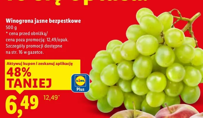 Winogrona jasne bezpestkowe promocja w Lidl