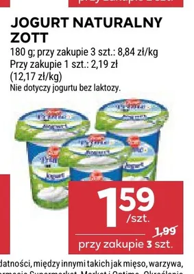 Jogurt naturalny Zott promocja w Stokrotka