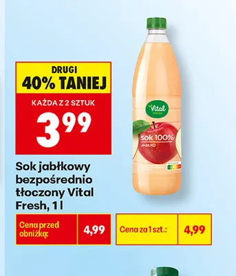 Sok jabłkowy bezpośrednio tłoczony Vital Fresh promocja w Biedronka