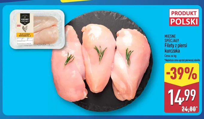 Filety z piersi kurczaka Mięsne Specjały promocja w Aldi