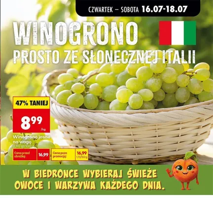 Winogrono jasne na wagę promocja w Biedronka