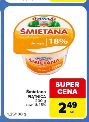Śmietana Piątnica 18% promocja w Carrefour Express