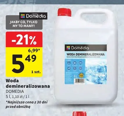 Woda demineralizowana Domedia promocja w Intermarche