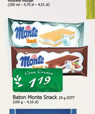 Baton Monte Snack 29g promocja w CEZAR Delikatesy