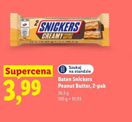 Baton Snickers Peanut Butter 2-pak promocja w Lidl