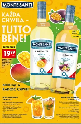 Wino bezalkoholowe musujące Monte Santi Frizzante Marakuja Moscato 0% promocja w Biedronka