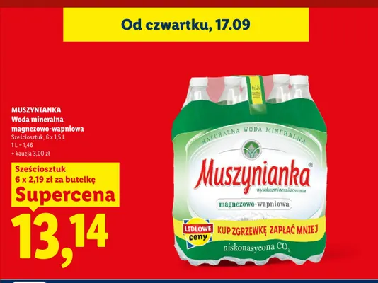 Woda mineralna magnezowo-wapniowa Muszynianka 6-pak promocja w Lidl