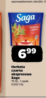 Herbata czarna ekspresowa Saga promocja w Netto