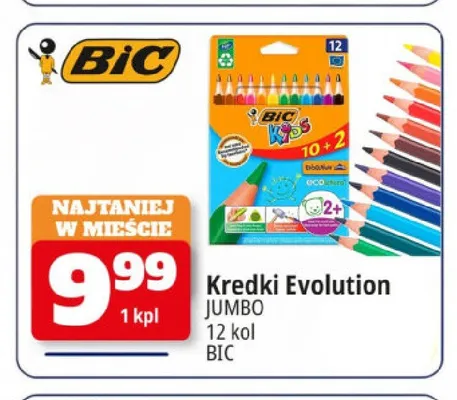 Kredki Evolution Jumbo 12 kolorów BIC promocja w Leclerc