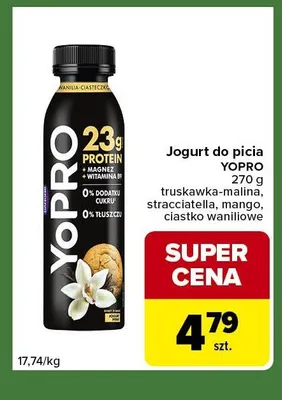Jogurt do picia YoPro Danone truskawka-malina promocja w Carrefour Express