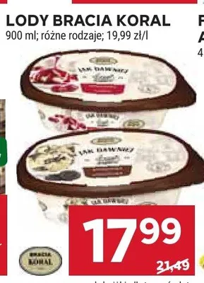Lody Bracia Koral, różne rodzaje promocja w Stokrotka