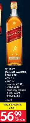 Whisky Johnnie Walker Red Label 40% 1L promocja w Selgros