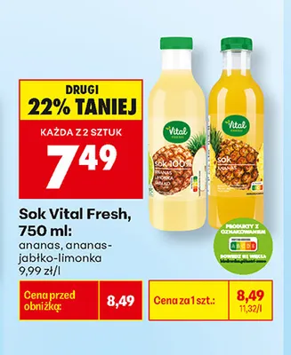 Sok Vital Fresh ananas promocja w Biedronka