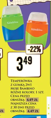 Temperówka z gumką 2w1 Moje Bambino promocja w Dino
