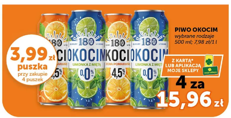 Piwo Okocim Mocna Pomarańcz 4,5% promocja w ABC