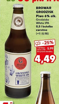 Piwo Grodziska White IPA 6% alk. promocja w Kaufland