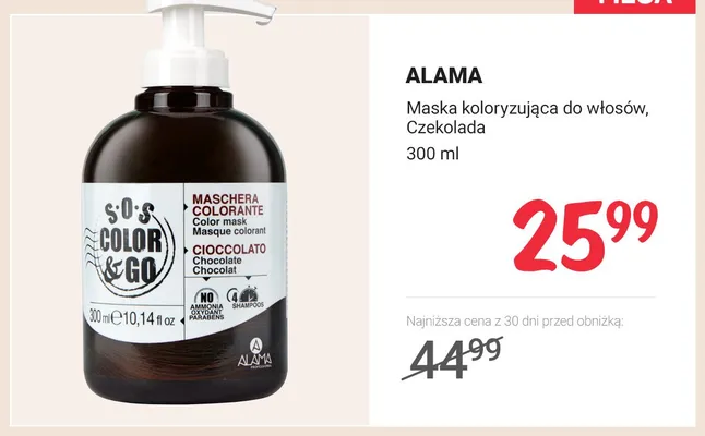 Maska koloryzująca do włosów ALAMA Czekolada promocja w Rossmann
