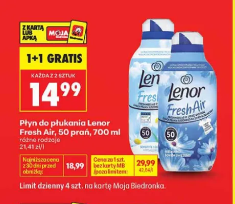 Płyn do płukania Lenor Fresh Air Sensitive promocja w Biedronka