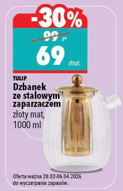 Dzbanek ze stalowym zaparzaczem złoty mat promocja w Biedronka Home